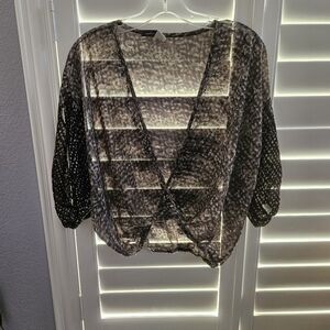 Sheer Black and Gray Women's Top Size Medium